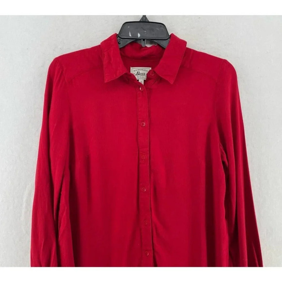 G.H. Bass & Co. Button-Up Shirt Women's Sz S Red Collared High-Low Hem - Picture 6 of 11